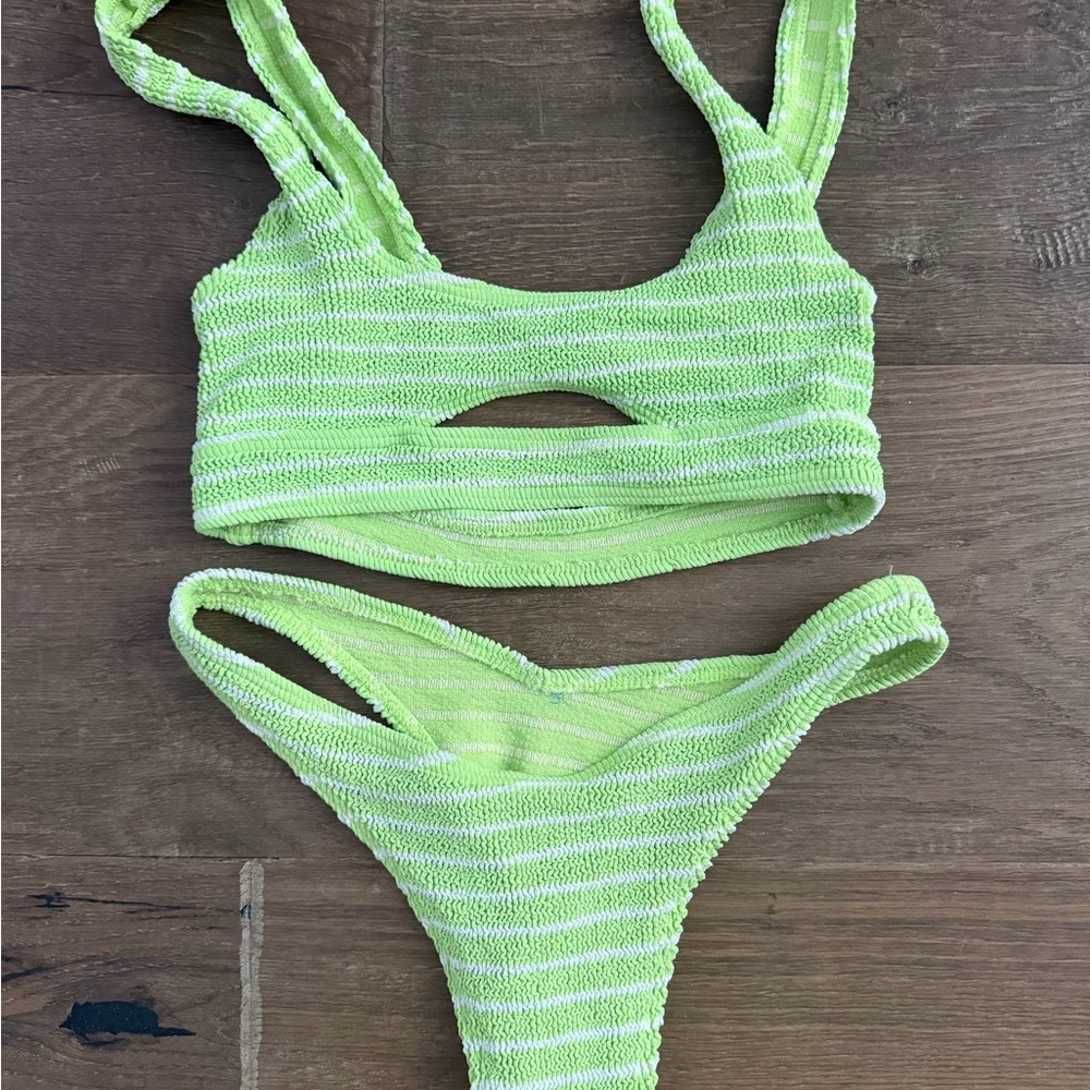 bond-eye Lime Green Striped Bikini